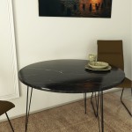 Τραπέζι Avanz λευκό μαύρο χρώμα μέταλλο μελαμίνη 90x90x75cm c433716