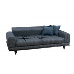 Τριθέσιος καναπές κρεβάτι Carrara navy blue χρώμα ύφασμα ξύλο 220x95x80cm c433722