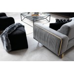 Τριθέσιος καναπές κρεβάτι Carrara γκρι χρώμα ύφασμα ξύλο 234x97x78cm c433723