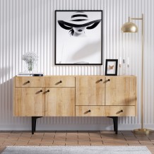 Μπουφέ Latina oak μαύρο χρώμα μελαμίνη 140x40x70cm c433782 Μπουφέ Latina oak μαύρο χρώμα μελαμίνη 140x40x70cm c433782