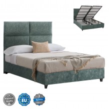 ΚΡΕΒΑΤΙ MILO ΜΕ ΑΠΟΘΗΚΕΥΤΙΚΟ ΠΡΑΣΙΝΟ ΥΦΑΣΜΑ τύπου NUBUCK HM622 07 ΓΙΑ ΣΤΡΩΜΑ 160x200 εκ c433817