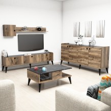 Σετ σαλονιού Famiglia καρυδί χρώμα μελαμίνη 180x35x49cm c433824 Σετ σαλονιού Famiglia καρυδί χρώμα μελαμίνη 180x35x49cm c433824
