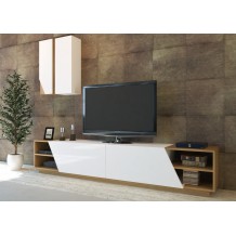 Σύνθεση TV Emilia λευκό teak χρώμα μελαμίνη 240x37 5x47cm c433901 Σύνθεση TV Emilia λευκό teak χρώμα μελαμίνη 240x37 5x47cm c433901