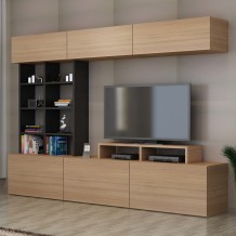 Σύνθεση TV Emilia μαύρο teak χρώμα μελαμίνη 180x37x40cm c433902 Σύνθεση TV Emilia μαύρο teak χρώμα μελαμίνη 180x37x40cm c433902