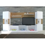 Σύνθεση TV Emilia λευκό teak χρώμα μελαμίνη 160x31 5x125cm c433903