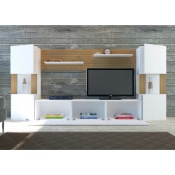 Σύνθεση TV Emilia λευκό teak χρώμα μελαμίνη 160x31 5x125cm c433903