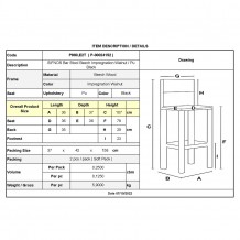 ΣΙΦΝΟΣ Σκαμπό BAR με Πλάτη Οξιά Βαφή Εμποτισμός Καρυδί Κάθισμα Pu Μαύρο c435476
