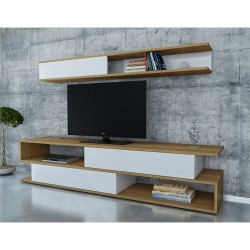 Σύνθεση TV Vedo λευκό teak χρώμα μελαμίνη 176x31 5x39cm c435571