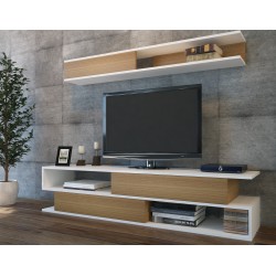 Σύνθεση TV Vedo λευκό teak χρώμα μελαμίνη 176x31 5x39cm c435572