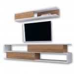 Σύνθεση TV Vedo λευκό teak χρώμα μελαμίνη 176x31 5x39cm c435572