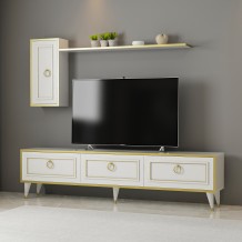 Έπιπλο tv Asti λευκό χρυσό χρώμα μελαμίνη 180x29 5x45cm c435780 Έπιπλο tv Asti λευκό χρυσό χρώμα μελαμίνη 180x29 5x45cm c435780