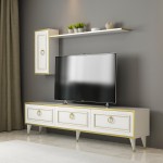 Έπιπλο tv Asti λευκό χρυσό χρώμα μελαμίνη 180x29 5x45cm c435780