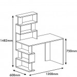 Γραφείο AIGINA Λευκό Καρυδιά Μαύρο 120x60x148cm c436184