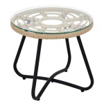 Τραπέζι Κήπου HOWARD Φυσικό Μαύρο Μέταλλο Rattan Φ45x40cm c436665