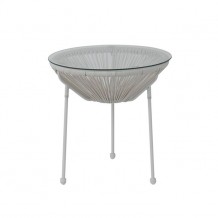 ACAPULCO Τραπέζι Φ 50cm Μεταλλικό Άσπρο Plastic Rattan Άσπρο c43704 ACAPULCO Τραπέζι Φ 50cm Μεταλλικό Άσπρο Plastic Rattan Άσπρο c43704