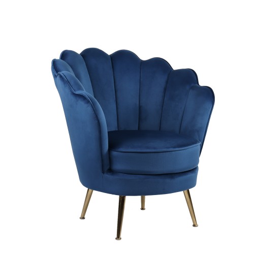 Πολυθρόνα FLORIAN Μπλε Βελούδο Μέταλλο Ξύλο 75x80x74cm c437572