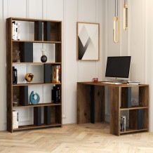 Set γραφείο και βιβλιοθήκη Londra καρυδί ανθρακί χρώμα μελαμίνη 120x60x75 4cm c438863 Set γραφείο και βιβλιοθήκη Londra καρυδί ανθρακί χρώμα μελαμίνη 120x60x75 4cm c438863