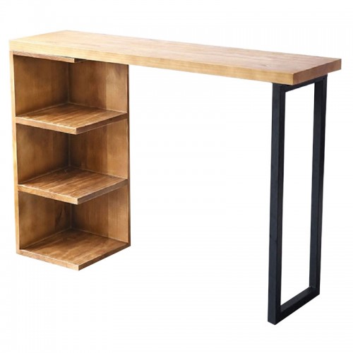 Τραπέζι μπαρ Collins pakoworld φυσικό ξύλο πεύκου 35mm φυσικό-μαύρο 139x29x90εκ c438874