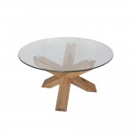 GLASS COFFEE TABLE ΔΙΑΦΑΝΟ OAK D80xH42cm c438908