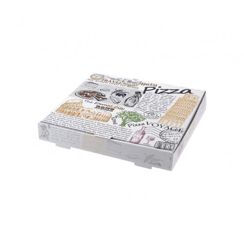 Κουτί Πίτσας Μικροβέλε σχέδιο Rome Λευκό 36x36x4 2cm - Σετ 100 c439075