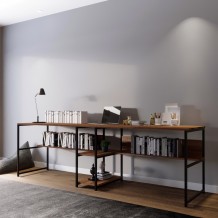 Γραφείo Doppio καρυδί χρώμα μελαμίνη μέταλλο 240x60x74cm c439092 Γραφείo Doppio καρυδί χρώμα μελαμίνη μέταλλο 240x60x74cm c439092