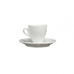 Σετ 6 φλιτζάνια espresso πορσελάνης 85cc στοιβαζόμενα λευκά με πιατάκια 6x6.8cm c43929