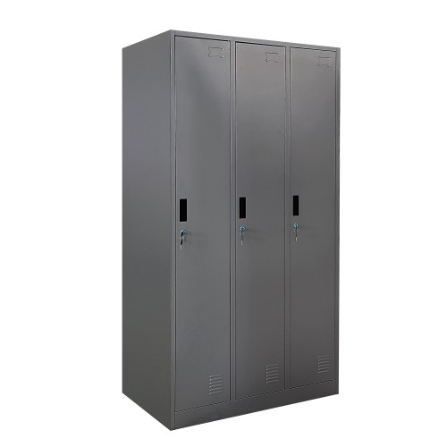 Ντουλάπα Τρίφυλλη EARWEN Σκούρο Γκρι Μέταλλο 185x90x45cm c439369