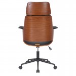 Καρέκλα γραφείου διευθυντή Hermanos pakoword μαύρο pu - ξύλο καρυδί c439559
