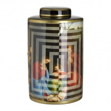 INART ΒΑΖΟ ΜΕ ΚΑΠΑΚΙ ΚΕΡΑΜΙΚΟ ΜΑΥΡΟ ΚΟΚΚΙΝΟ 23Χ23Χ34 c440001