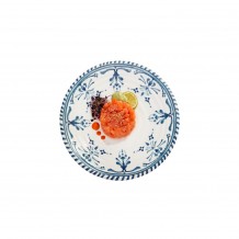 Πιάτο μελαμίνης φ21 5xΥ2cm λευκό με γαλάζιο decor Leone c440181 Πιάτο μελαμίνης φ21 5xΥ2cm λευκό με γαλάζιο decor Leone c440181