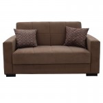 Kαναπές κρεβάτι Vox pakoworld 2θέσιος ύφασμα βελουτέ μπεζ-μόκα 148x77x80εκ c440381