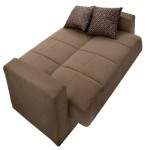 Kαναπές κρεβάτι Vox pakoworld 2θέσιος ύφασμα βελουτέ μπεζ-μόκα 148x77x80εκ c440381