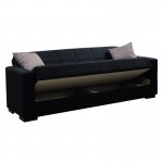 Kαναπές κρεβάτι Vox pakoworld 3θέσιος ύφασμα βελουτέ μαύρο 212x77x80εκ c440391