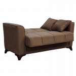 Kαναπές κρεβάτι Asma pakoworld 2θέσιος ύφασμα βελουτέ μπεζ-μόκα 156x76x85εκ c440392