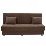 Kαναπές κρεβάτι Romina pakoworld 3θέσιος ύφασμα βελουτέ μπεζ-μόκα 180x75x80εκ c440398