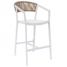 ΣΚΑΜΠΟ ΑΛΟΥΜΙΝΙΟΥ ΜΕ ΜΠΡΑΤΣΑ ΛΕΥΚΟ PE RATTAN ΠΛΑΤΗ TEXTLINE 57x61x108Yεκ HM5892 02 c440846