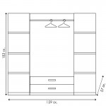 Ντουλάπα ρούχων τετράφυλλη OLYMPUS pakoworld χρώμα castillo-toro 159x57x183εκ c440886