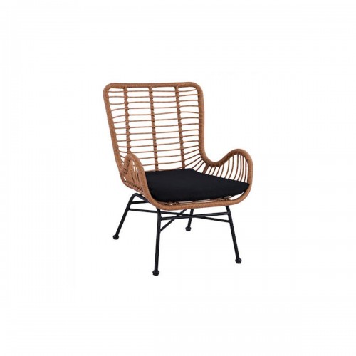 Καρέκλα Κήπου ABUDIUS Φυσικό Μαύρο Μέταλλο Rattan 60x60x85cm c441231