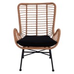 Καρέκλα Κήπου ABUDIUS Φυσικό Μαύρο Μέταλλο Rattan 60x60x85cm c441231