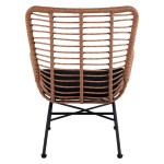 Καρέκλα Κήπου ABUDIUS Φυσικό Μαύρο Μέταλλο Rattan 60x60x85cm c441231