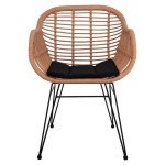 Καρέκλα Κήπου ACTORIUS Φυσικό Μαύρο Μέταλλο Rattan 57x53x81cm c441233