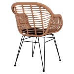 Καρέκλα Κήπου ACTORIUS Φυσικό Μαύρο Μέταλλο Rattan 57x53x81cm c441233