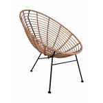 Καρέκλα Κήπου AELIUS Φυσικό Μαύρο Μέταλλο Rattan 72x62x78cm c441235