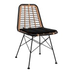 Καρέκλα Κήπου ATILIUS Φυσικό Μαύρο Μέταλλο Rattan 46x59x83cm c441249