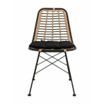 Καρέκλα Κήπου ATILIUS Φυσικό Μαύρο Μέταλλο Rattan 46x59x83cm c441249