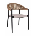 Πολυθρόνα Κήπου LIVINGSTONE Μαύρο Καφέ Μέταλλο Rattan 56x55x76cm c441260