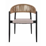 Πολυθρόνα Κήπου LIVINGSTONE Μαύρο Καφέ Μέταλλο Rattan 56x55x76cm c441260