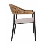 Πολυθρόνα Κήπου LIVINGSTONE Μαύρο Καφέ Μέταλλο Rattan 56x55x76cm c441260