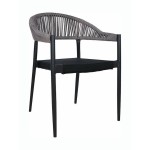 Πολυθρόνα Κήπου LIVINGSTONE Μαύρο Γκρι Μέταλλο Rattan 56x55x76cm c441261