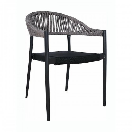 Πολυθρόνα Κήπου LIVINGSTONE Μαύρο Γκρι Μέταλλο Rattan 56x55x76cm c441261